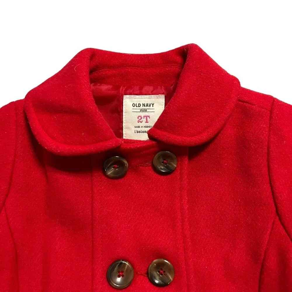 Old Navy 2T Red Double Breasted Peacoat